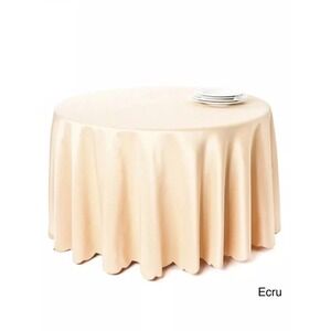 NEW 120" Round Satin Scalloped Edge Table Cloth Cream/ Champagne